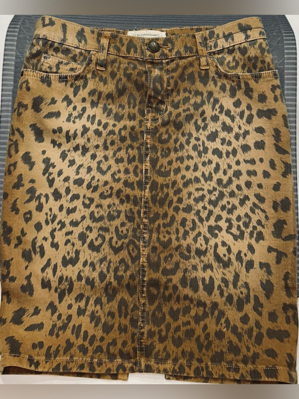 Current/Elliott The Stiletto Leopard Print Denim Pencil Skirt Indie Sleze Sz 27